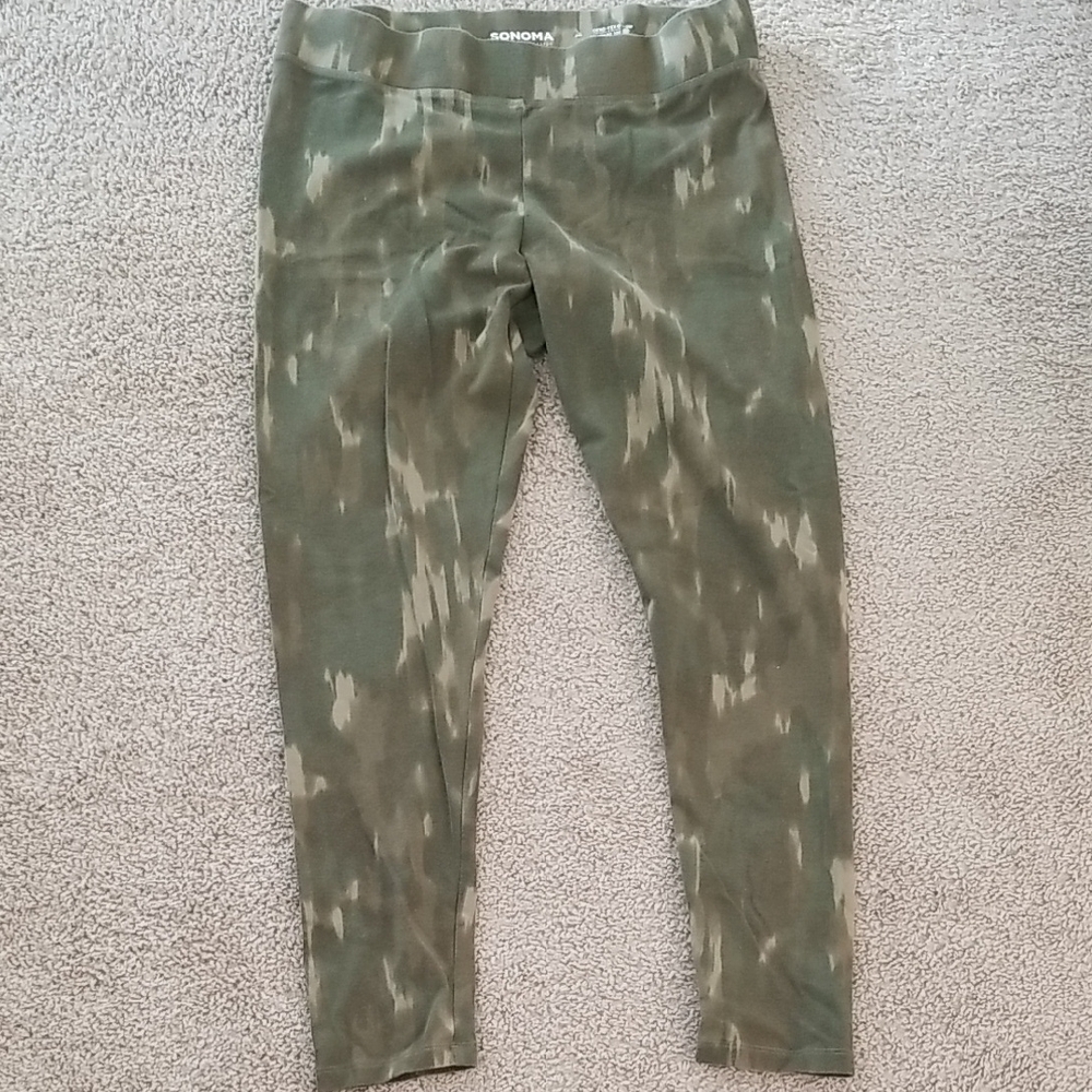 Sonoma Cozycore Large Green Patterned Fall Oeko-Tex Casual Leggings